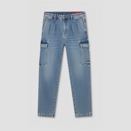 DAVIE JONES กางเกงยีนส์ คาร์โก้ Relax Fit Cargo Jeans CO0086 สีดำ น้ำเงิน