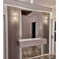 3D Mirror 8mm Panel Cermin Wallpanel n Flutted Acrylic Wall kyk jam DIAMOND Geometric Hexagon Decor