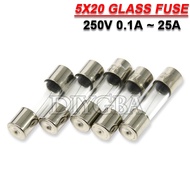 10PCS 5x20 Glass Fuse Tube 250v 0.1a ~ 25a 5*20 High Quality Fuse 5*20 0.2a 0.25a 0.3a 1a 1.25a 2a 2