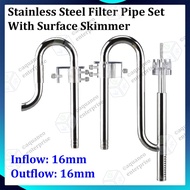 Aquarium Filter Stainless Steel Lily Pipe Surface Skimmer Set - 16/22mm