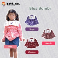 BATIK KIDS Bambi Children's Batik Blouse with Cute Embroidered Collar, Long Sleeves, Muslim Children