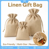 Drawstring Burlap Bag Linen Handmade Soap Jewelry Gift Burlap Bag Reusable Eco Friendly Storage