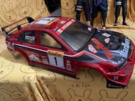 剛完成全新1/10 三菱 EVO 6 代半 萬寶路 拉花上色RC車殼 合TT01 TT02 190mm 用