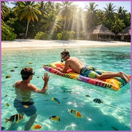 Pool Rafts Inflatable 69.7x24.4 Inches Anti Tip Water Float Inflatable Pool Floating Bed for Lake Be