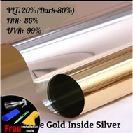 KOREA 2ply 2mil Outside Gold Inside Silver(VLT 20%) Dark 80%, UV Tinted Window Film