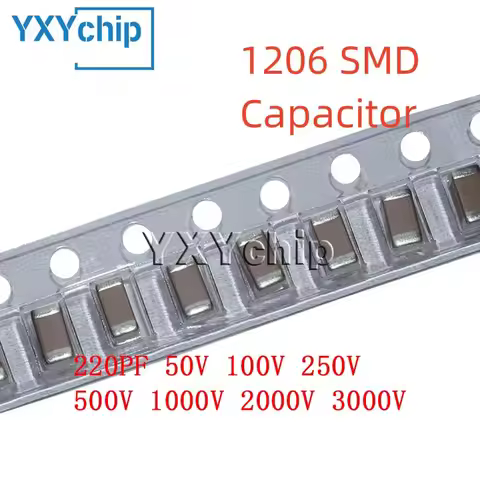 50PCS 1206 220PF 50V 100V 250V 500V 1000V 2000V 3000V ±10% 221K X7R SMD Chip Multilayer Ceramic Capa