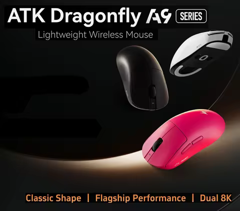 ATK Dragonfly A9 Pro Max Lightweight Tri-Model Wireless Mouse PAW3950Ultra 42000DPI 750IPS 8KHz RGB 