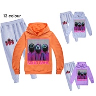 Squid Game Girls Boys Hoodie Pants Suit Hooded Sweater + Cartoon Print Jogger 2-pcs Set 1367 Autumn Spring Children's Clothes Set