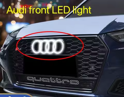 AUDI Car Front Grill Logo Light LED Badge Sticker Luminous Decorative Light For AUDI Q7 A8L Q8 S4 S5