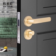 AFAluminum Alloy Door Lock Indoor Bedroom Door Mute Golden Door Handle Solid Wood Door Lock Minimalist Magnetic Handle Lock