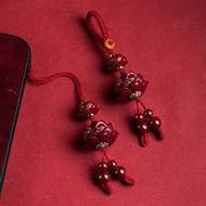 【ks1130.my】 High-End Cinnabar Lotus Mobile Phone Lanyard Mobile Phone Chain Car Keychain Pendant Men