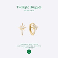 Carrot Club TWILIGHT Huggies 14k Gold Plated Silver 925 Hoop Earrings