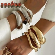 SEEKOV Bracelet, Wide Cuff Design Metal Wide Cuff Bracelet, Fashion Chunky Style Open Spring Closure