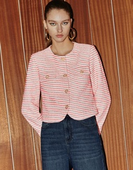 URBAN REVIVO Jacket-2colors ยีนส์กระดุมสีทองสำหรับผู้หญิงจากการฟื้นฟูเมืองเสื้อยืดคอกลม