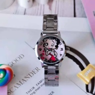 Betty Boop นาฬิกาการ์ตูนสำหรับเด็กผู้ชายเด็กผู้หญิงใหม่นาฬิกาการ์ตูน Betty น่ารักนักเรียนสาวสายเหล็กนาฬิกาควอทซ์กันน้ำ