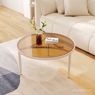 Style Cream Balcony Luxury Light Glass Coffee Table Table Hotel Table Living Room Household Round Sm