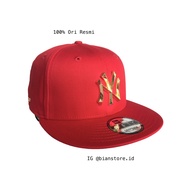 Topi New Era 9Fifty New York Yankees Metal Red/Gold Snapback Cap 100% Original Official