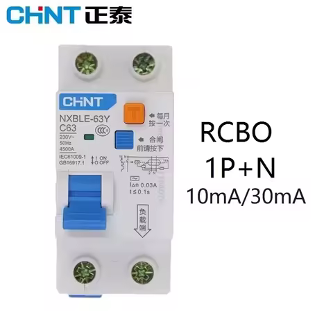 CHINT NXBLE-63Y 6A 16A 32A 40A 63A 10mA 30mA 0.01A 1P+N RCBO Residual Current Circuit Breaker Overcu