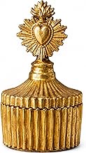 Ex-voto Decorative Box with Heart with a Flame Gold Patina Collection Ex-Voto Beautiful Finish 13cm 