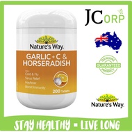 🛫Direct from AUS🛬 Nature's Way Garlic + C & Horseradish 200 Tablets <Horseradish + Garlic + Vitamin 