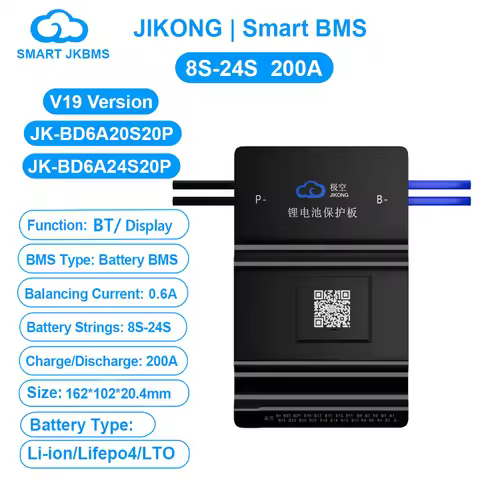 JIKONG V19 JK BD6A20S20P Smart BMS 8S-24S 0.6A Active Balance BMS for LiFePo4 Li-ion Lto Battery Pac