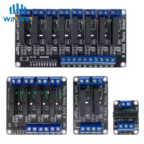5V 1 2 4 8 Channel SSR G3MB-202P Solid State Relay Module 240V 2A Output with Resistive Fuse Diy Kit