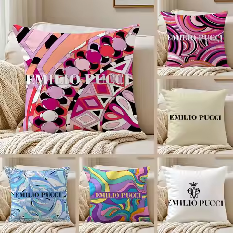 E-Emilio P-Pucci logo Fashion Pillow Case Anti-dustmite Pillowcase Invisible zipper silky short plus