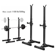 Black Steel Frame Adjustable Weightlifting Squat Rack Split Barbell Rack Simple Squat Rack without B