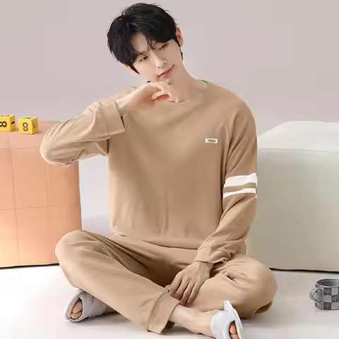 Man Winter Warm Sleepwear Pajamas Set Men O Neck Pajama Nightwear Home Clothes Velvet Coral Fleece 3