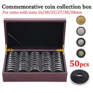 50pcs Adjustable Black Padded Wooden Box Coin Storage Box Square Box Coin Collection Box Loop Storag