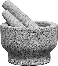 ChefSofi Extra Large 8 Inch 5 Cup-Capacity Mortar and Pestle Set - One Huge Mortar and Two Pestels: 8.5 inch and 6.5 inch - Unpolished Heavy Granite for Enhanced Performance and Organic Appearance