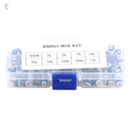 BAIHEE 100PCS Potentiometer, 10 Values Blue&White Variable Resistor, Precision 500ohm-1M ohm Adjusta