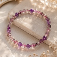 Natural Super Seven Crystal Single Ring Bracelet 6.6mm Super Seven Crystal Straw|Ice Transparent Ame