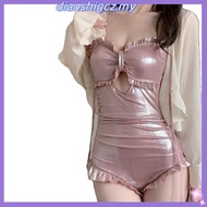 Swimming Suit Woman Sexy 2 Piece 2024 Bodycon Padding Push Up Plain Sleeveless Backless Beachwear Dr