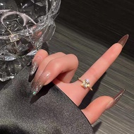 Cincin Perempuan Permata Kristal Kotak Mewah Wanita Bahan Titanium