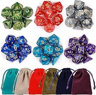Polyhedral Dice Set 6x7 (42pcs) DND Dice with 6 Drawstring Bags for Dungeons and Dragons Pathfinder 