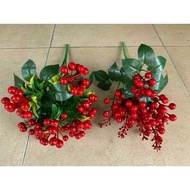7-branched red cherry cluster. Super beautiful decoration. Cheap fake flowers and leaves