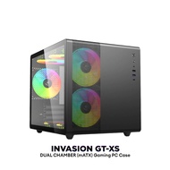 KK TECH LEGEND Invasion GT-XS Dual Chamber Tempered Glass Micro ATX (mATX) Gaming PC Casing | Includ