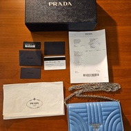 PRADA WOC 牛皮斜背包(藍)