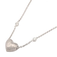 【二手】蒂芙尼 (Tiffany & Co.) 錘紋心形雙鑽項鍊，頸圍 41.5 厘米，18K白K金，鑲鑽錘紋心形雙鑽項鍊
