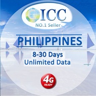 ◆ ICC◆【Philippines Sim Card· 8-30 Days】❤ 4G LTE + Unlimited data ❤ Plug and Use❤ No Registeration