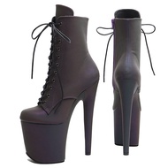 20cmSexy Reflective Pole Dance Boots Fashionable Lace-up High Heel Platform Shoes Waterproof Platform Nightclub Catwalk