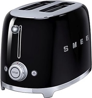 (Black) - Smeg UK Ltd TSF01BLUK 1950s Retro Style 2-Slice Toaster 950Watts Black