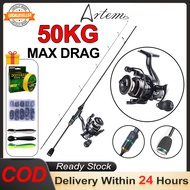 Reel Fishing Rod Full Set Joran Pancing 1 Set Reel Pancing Rod Set Mancing Joran Pantai Memancing