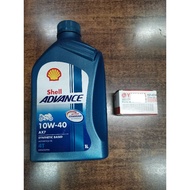 Shell Advance AX7 Engine Oil 4T 10W40 Oil Filter 15W50 100% ORIGINAL ( Minyak Hitam Enjin &amp; Penapis )