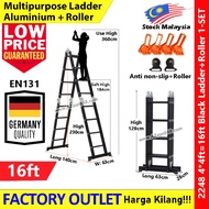 【4*4ft 16step】Black Multipurpose Aluminum Ladder Folding Tangga #Germany #Black #150KG #多功能 #楼梯 #224