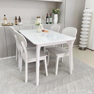 Small Apartment Household Dining Table Premium Natural Style Solid Wood Feel Rectangular Combination