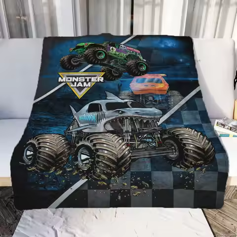 Super Monster Jam Patterns Blanket Monster Truck Flannel Blanket Cosy Lazy Couch Cover Blanket Super