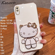 สำหรับเคสโทรศัพท์ Xiaomi Redmi Note 10 5G Note 10 Pro 5G Redmi 5 Plus 7 8 8A 9 9A 9C 10 10C 12C แฟชั่นKTแมว กระจกแต่งหน้าเคสโทรศัพท์แบบนุ่ม