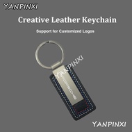 Porsche Creative leather keychain Laser metal patterm Panamera Macan Cayenne Taycan 917 718 911